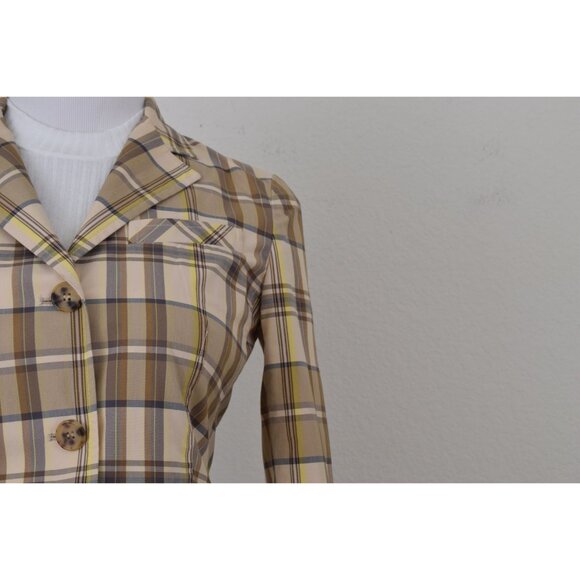 Vintage 80s Plaid Crop Jacket | size 6 - Picture 6 of 10